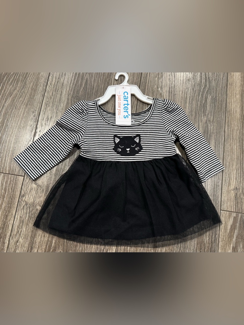 NWT Carter's Black and White Striped Cat Tulle Dress